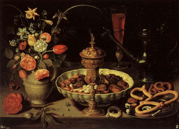 PEETERS, Clara Still life with Vase,jug,and Platter of Dried Fruit France oil painting art